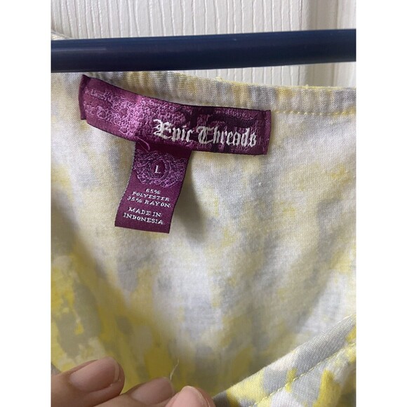 Epic Threads Asymmetrical  Top Girls Size Large Yellow Ruffle Sleevess Summer - Picture 3 of 4